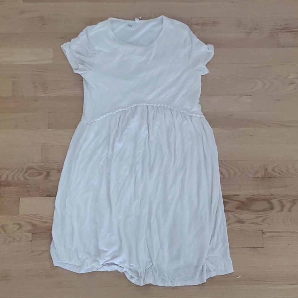 PinkBlush Maternity Ivory Crochet Trim Shift Dress, Size Small